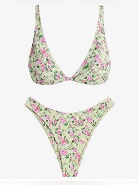 NWT-Plunging High Cut Cheeky Bikini Swimsuits Two Piece Bathing Suit